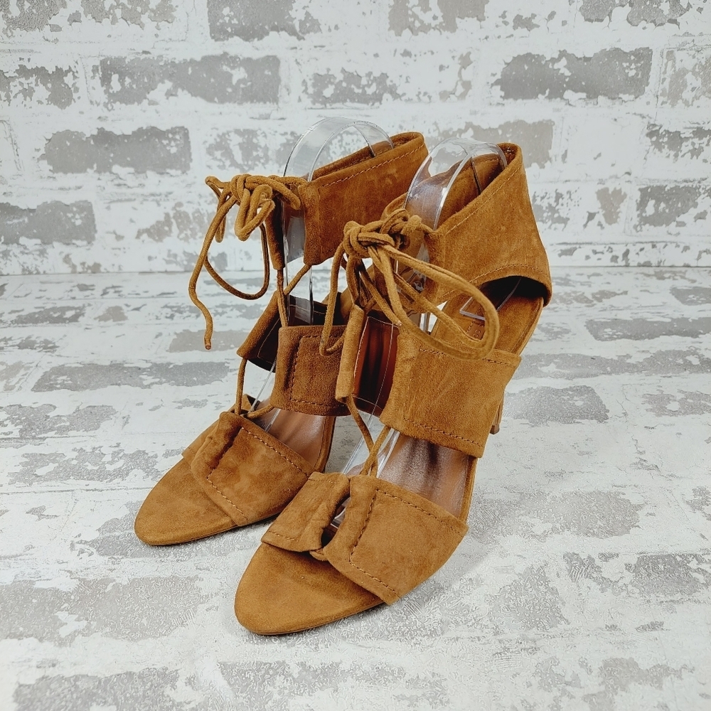 Zara Basic Collection Faux Suede Lace Up Heels F1030 - Picture 2 of 13